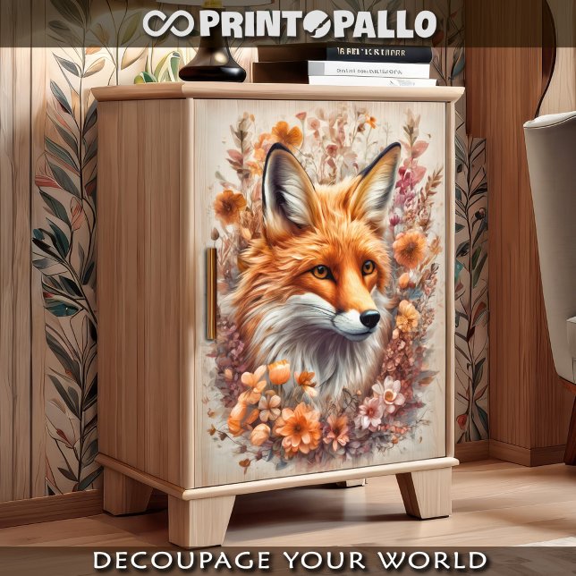 A red fox with flowers frame  tissue paper (Creator Uploaded)