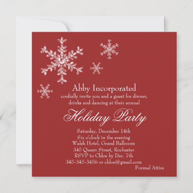 A Red Glamourous Holiday Party Invitation (corp) (Front)