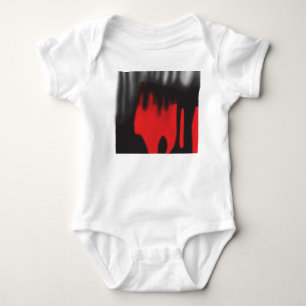 A red graphic design featuring bold geometric shap baby bodysuit