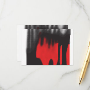 A red graphic design featuring bold geometric shap enclosure card