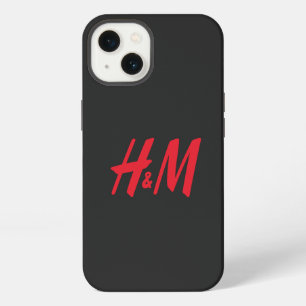 a red h and m logo on a black background iPhone 13 case