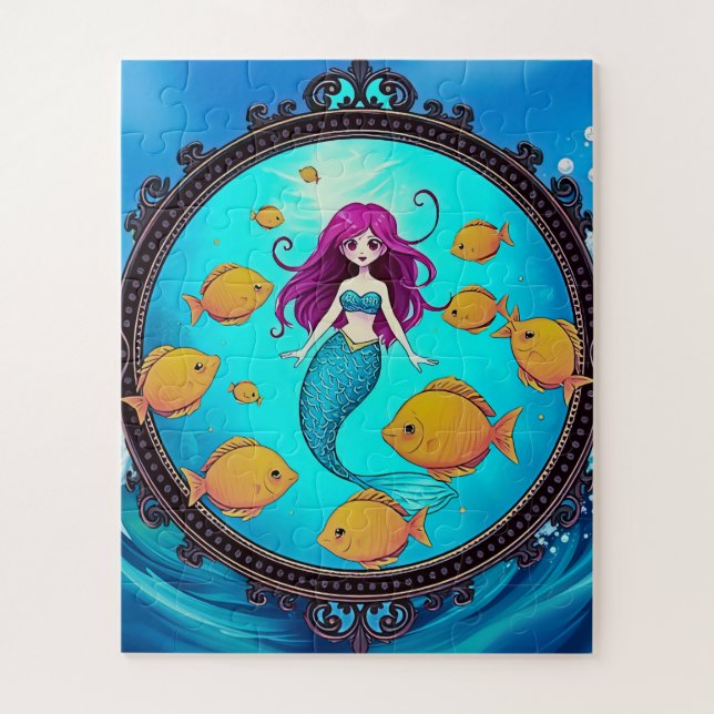 A red-haired mermaid children's jigsaw puzzle (Vertical)
