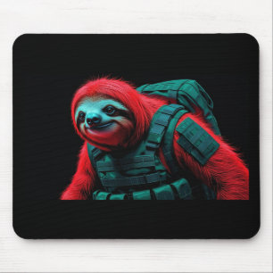 a red headed sloth in his commando uniform mouse mat