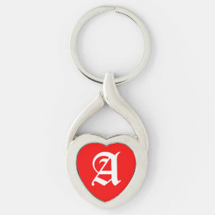 "A" Red Heart Keychain