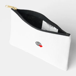 A red heart symbol created with smooth, bold lines accessory pouch