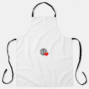 A red heart symbol created with smooth, bold lines apron