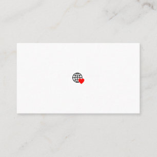 A red heart symbol created with smooth, bold lines business card