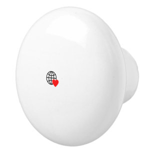 A red heart symbol created with smooth, bold lines ceramic knob