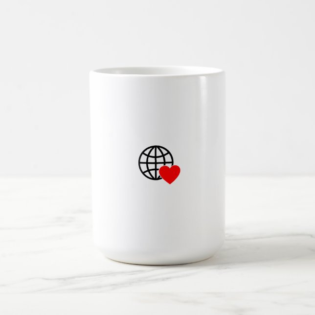 A red heart symbol created with smooth, bold lines coffee mug (Center)