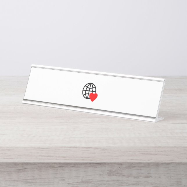 A red heart symbol created with smooth, bold lines desk name plate (Front)