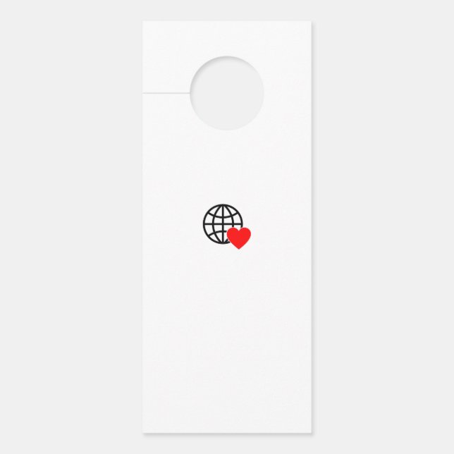 A red heart symbol created with smooth, bold lines door hanger (Front)