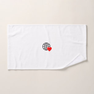 A red heart symbol created with smooth, bold lines hand towel