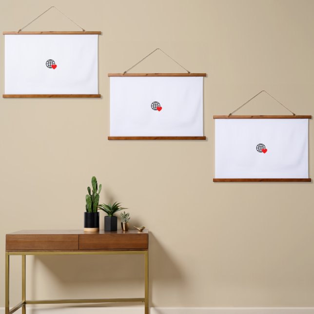 A red heart symbol created with smooth, bold lines hanging tapestry (Asymmetrical)