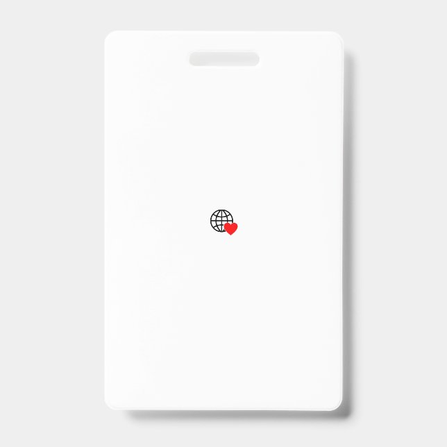A red heart symbol created with smooth, bold lines ID badge (Front)