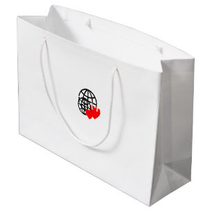 A red heart symbol created with smooth, bold lines large gift bag