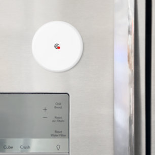 A red heart symbol created with smooth, bold lines magnet