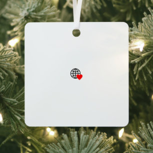 A red heart symbol created with smooth, bold lines metal tree decoration