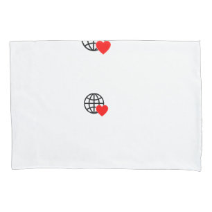A red heart symbol created with smooth, bold lines pillowcase