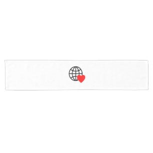 A red heart symbol created with smooth, bold lines short table runner