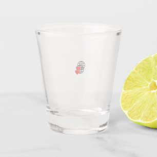 A red heart symbol created with smooth, bold lines shot glass