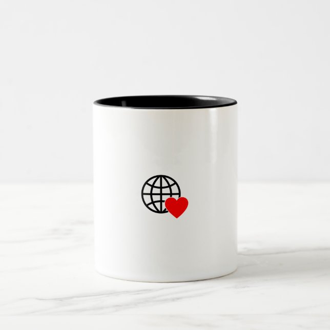 A red heart symbol created with smooth, bold lines Two-Tone coffee mug (Center)