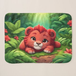 A Red Lion Cub in the Jungle Sherpa Blanket