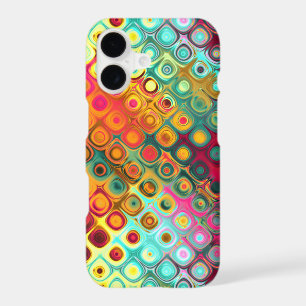 A Red Liquid Rainbow Dots Abstract Pattern