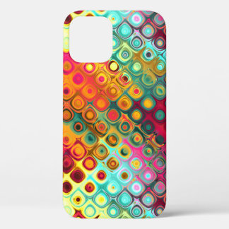 A Red Liquid Rainbow Dots Abstract Pattern Case-Ma iPhone 12 Case