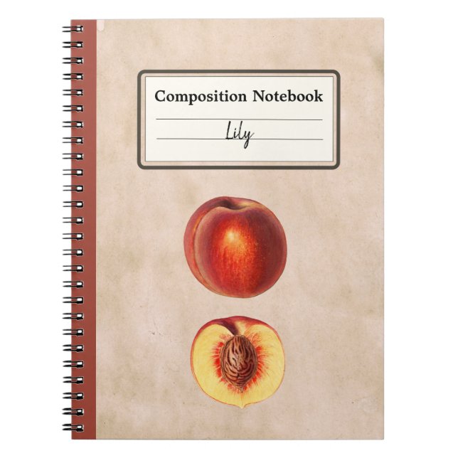 A Red Peach and a Half Personalised Composition Notebook (Front)