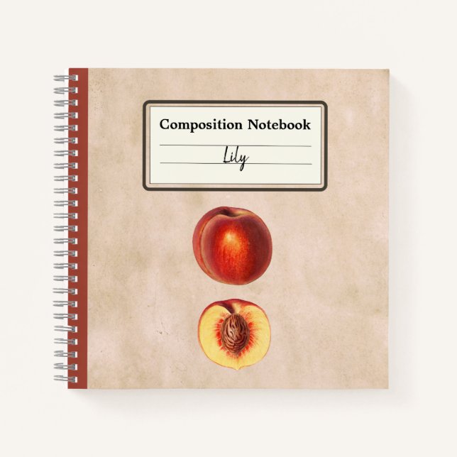 A Red Peach and a Half Personalised Composition Notebook (Front)