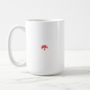 A red petal graphic resembling clip art, depicting coffee mug