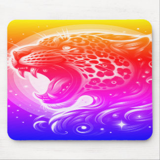 A Red Pink Blue Yellow + Purple Spotted Leopard Mouse Mat