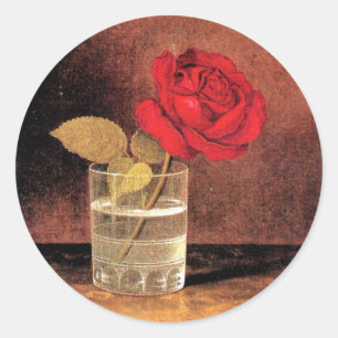 A Red Rose, fine art painting, Classic Round Sticker