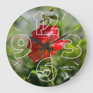 A red rose large clock