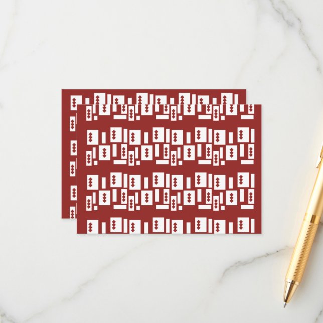A red rug with a textured pattern is spread out on enclosure card (Front/Back In Situ)