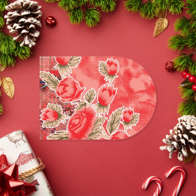 a red scarf with flowers on it acrylic invitations (Insitu (Holiday))