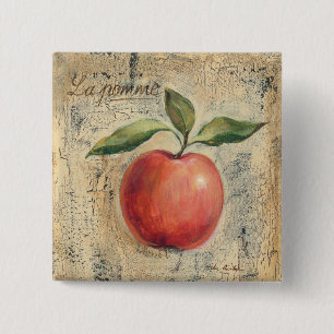A Red Shiny Apple 15 Cm Square Badge