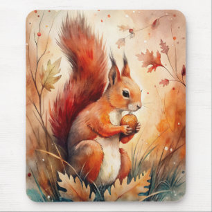 A Red Squirrel eating a nut Mouse Mat