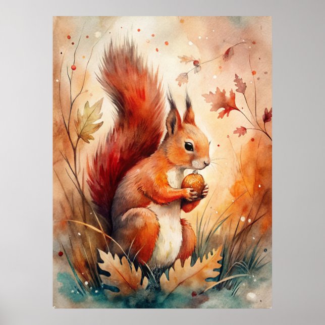 A Red Squirrel eating a nut Poster (Front)