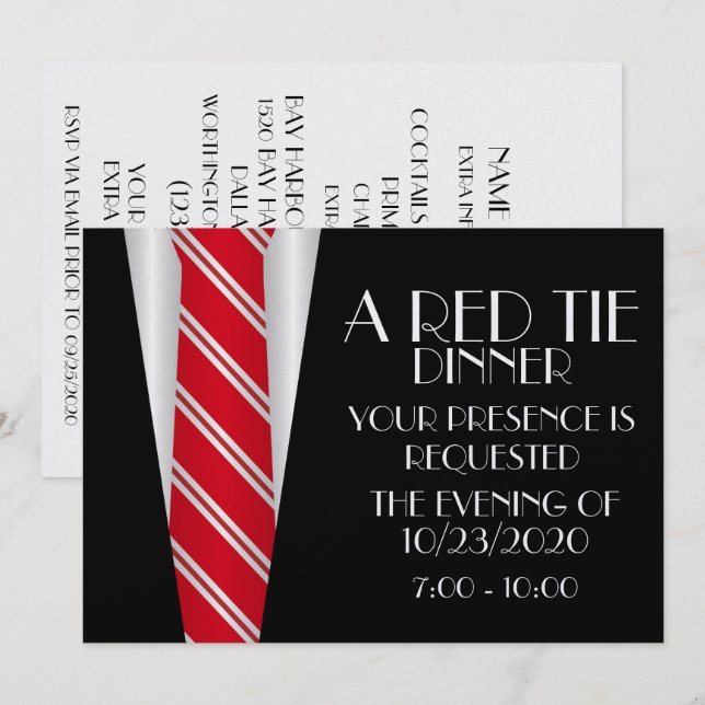 A Red Tie Dinner Invitation (Front/Back)