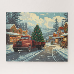 A red truck in a Christmas market  Jigsaw Puzzle