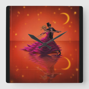 A Red Waltz Square Wall Clock