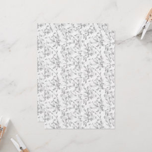 A refined black and white floral motif, highlighti invitation