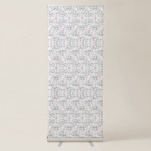 A refined floral motif in white and grey, presenti retractable banner