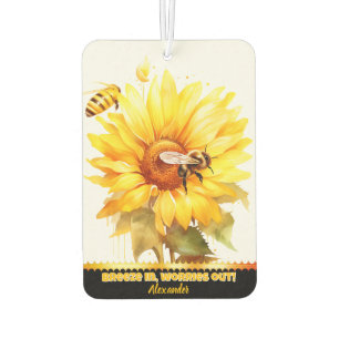 A refreshing bloom of sunflowers with buzzing bees car air freshener