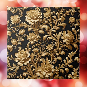 A Regal Touch - Black & Gold Flemish Baroque  Tile