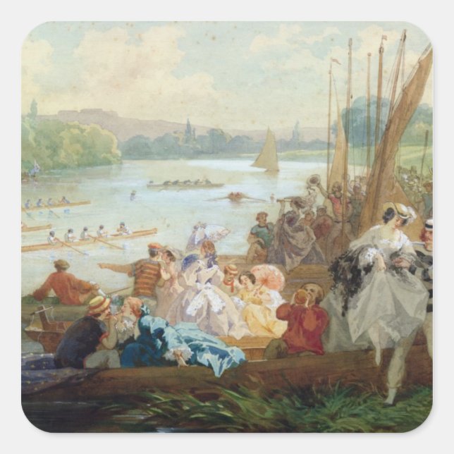A Regatta at Asnieres during the Second Empire Square Sticker (Front)