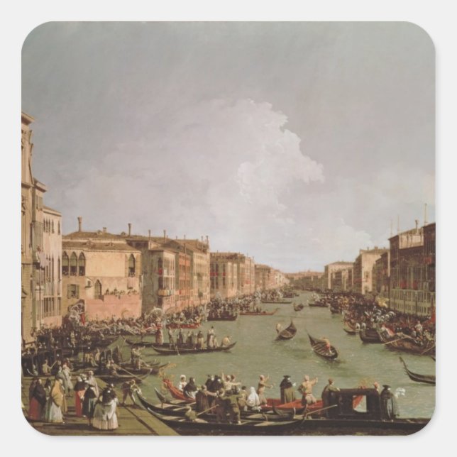 A Regatta on the Grand Canal, c.1735 Square Sticker (Front)