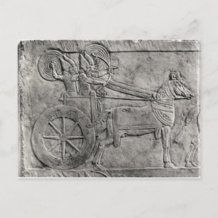 A relief depicting the Assyrian army in battle Postcard