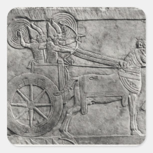A relief depicting the Assyrian army in battle Square Sticker
